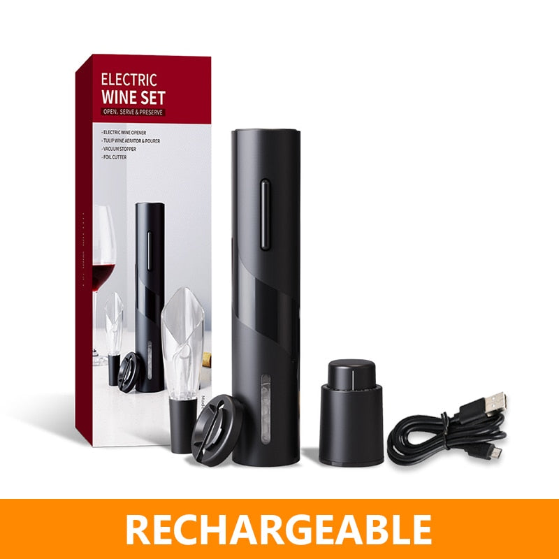 Electric Wine Bottle Opener with Foil Cutter One-click Button Rechargeable Automatic