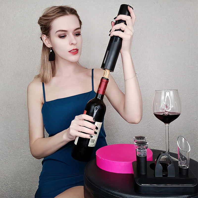 Electric Wine Bottle Opener with Foil Cutter One-click Button Rechargeable Automatic