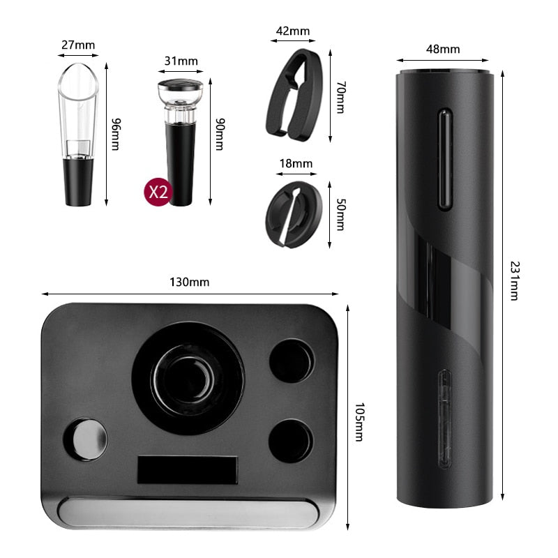 Electric Wine Bottle Opener with Foil Cutter One-click Button Rechargeable Automatic