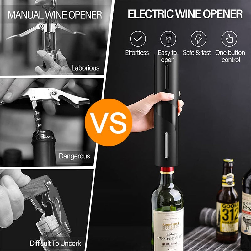 Electric Wine Bottle Opener with Foil Cutter One-click Button Rechargeable Automatic