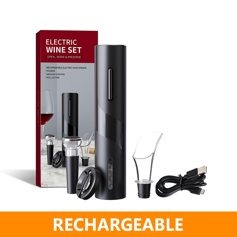 Electric Wine Bottle Opener with Foil Cutter One-click Button Rechargeable Automatic