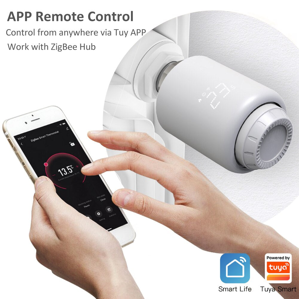 ZigBee 3.0 Smart TRV Tuya Programmable Thermostatic Radiator Valve Wireless Controller Alexa
