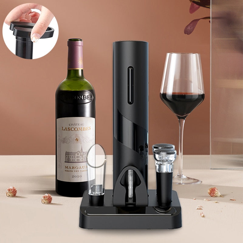Electric Wine Bottle Opener with Foil Cutter One-click Button Rechargeable Automatic