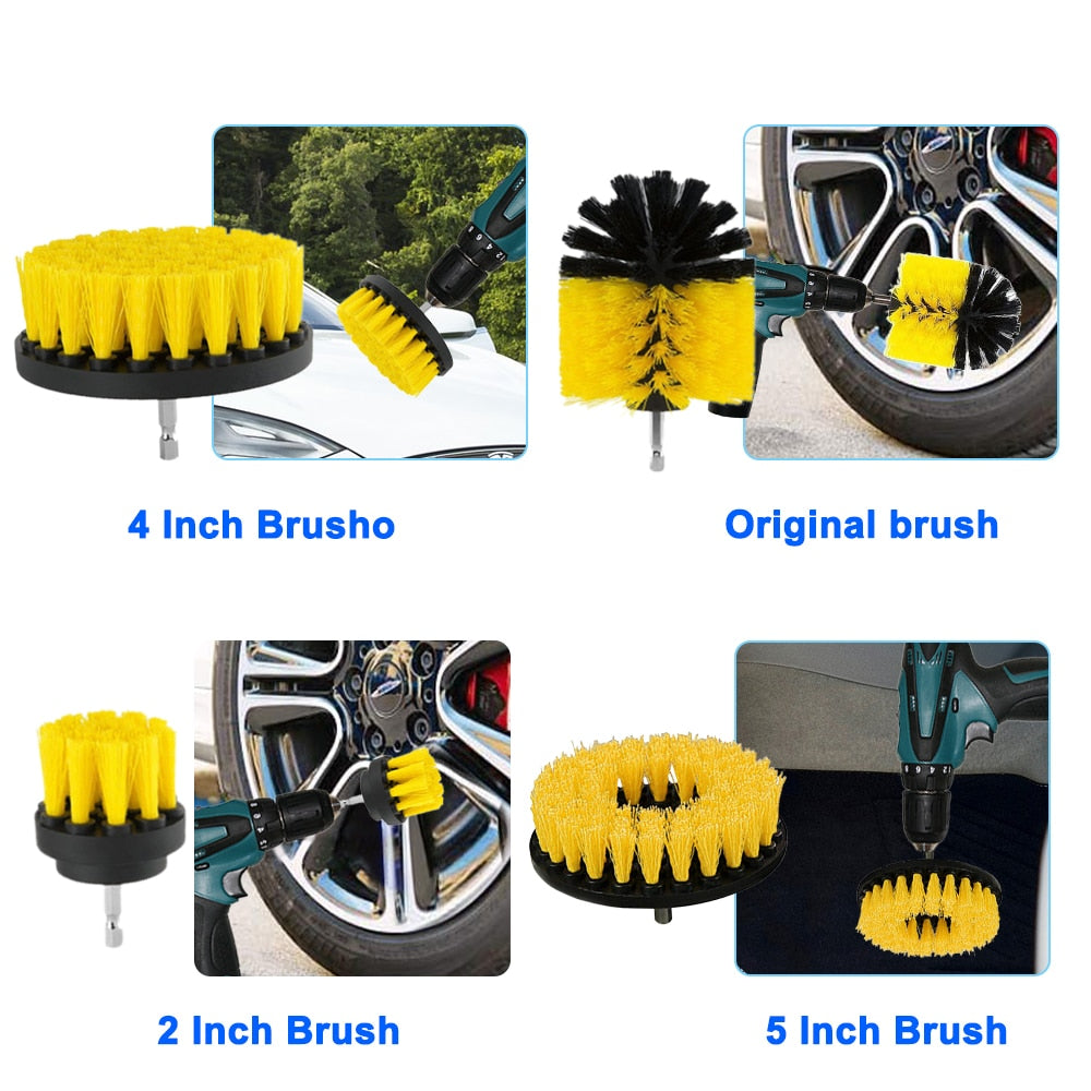 Electric Drill Brush Kit Cleaning For Carpet Glass Car Tires Bathroom Toilet