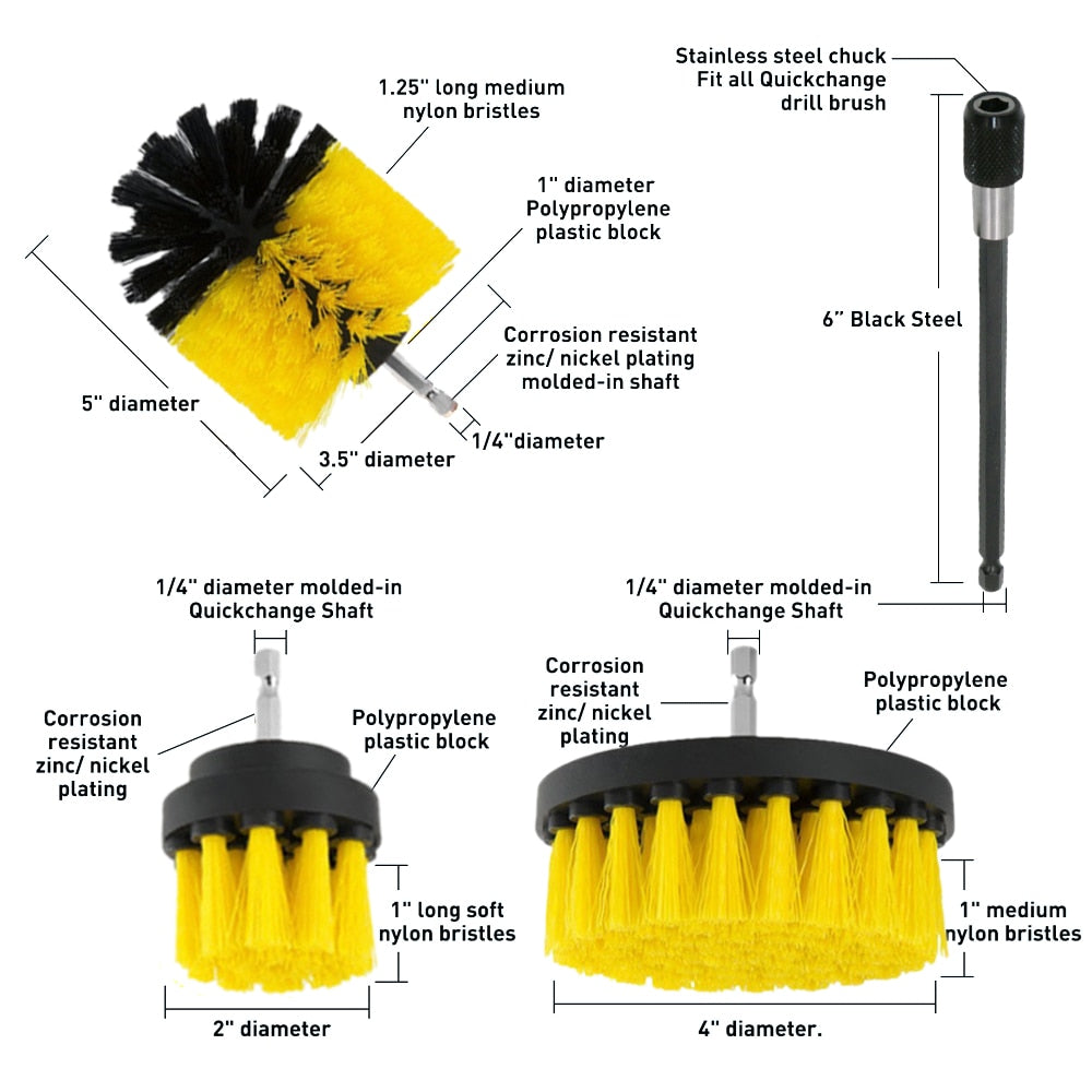 Electric Drill Brush Kit Cleaning For Carpet Glass Car Tires Bathroom Toilet