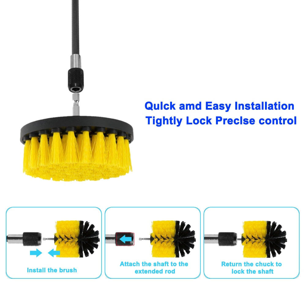 Electric Drill Brush Kit Cleaning For Carpet Glass Car Tires Bathroom Toilet
