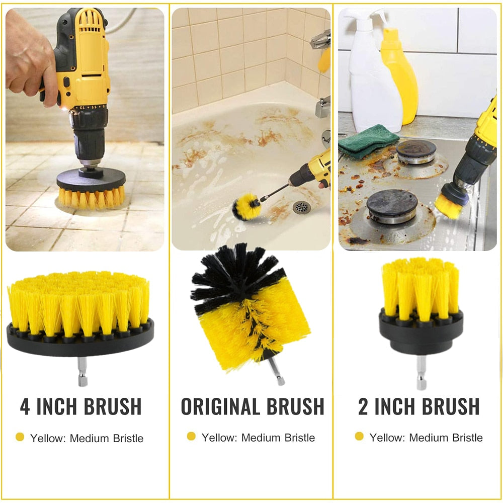 Electric Drill Brush Kit Cleaning For Carpet Glass Car Tires Bathroom Toilet