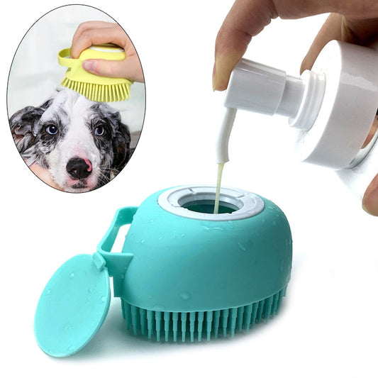 Bathroom  Puppy Big Dog Cat Bath Massage Gloves Brush Soft Safety Silicone