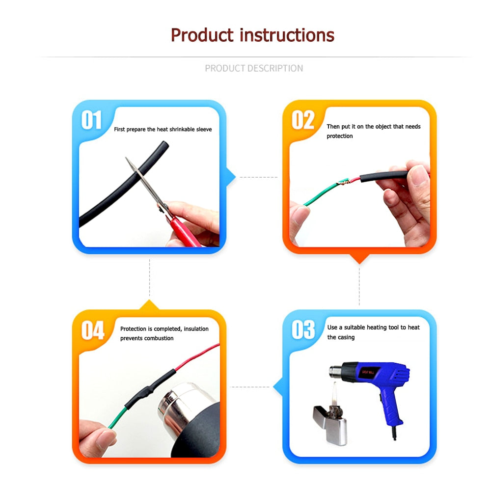 Thermoresistant Tube Heat Shrink Wrapping Cable Sleeve KIT