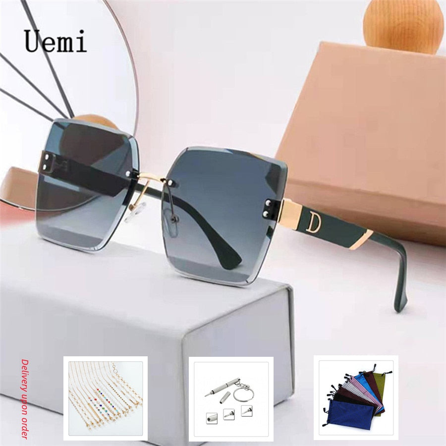 Fashion Luxury Brand Rimless Women Sunglasses