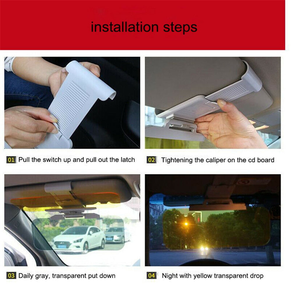 2 in 1 Car Sun Visor HD Goggle Car Day and Night Anti-UV Anti-Dazzle