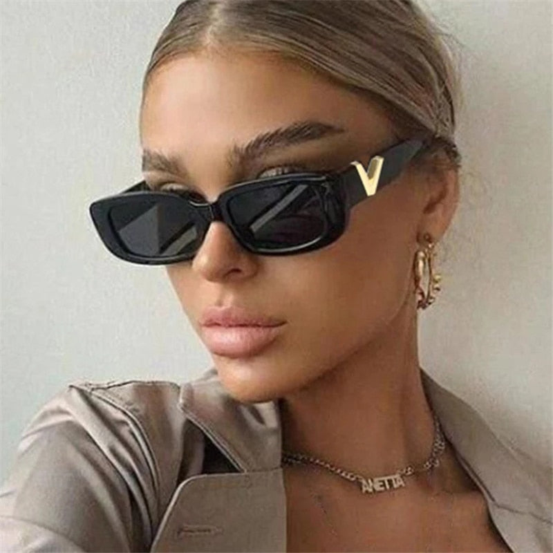Retro Rectangle Sunglasses Women Brand Designer Vintage Small Frame