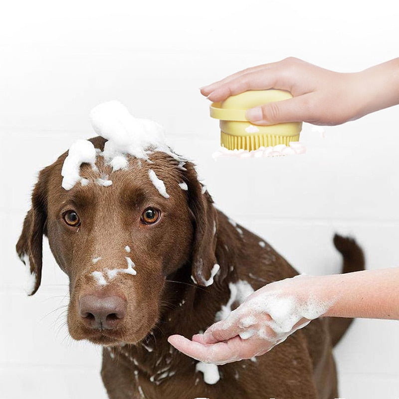 Bathroom  Puppy Big Dog Cat Bath Massage Gloves Brush Soft Safety Silicone